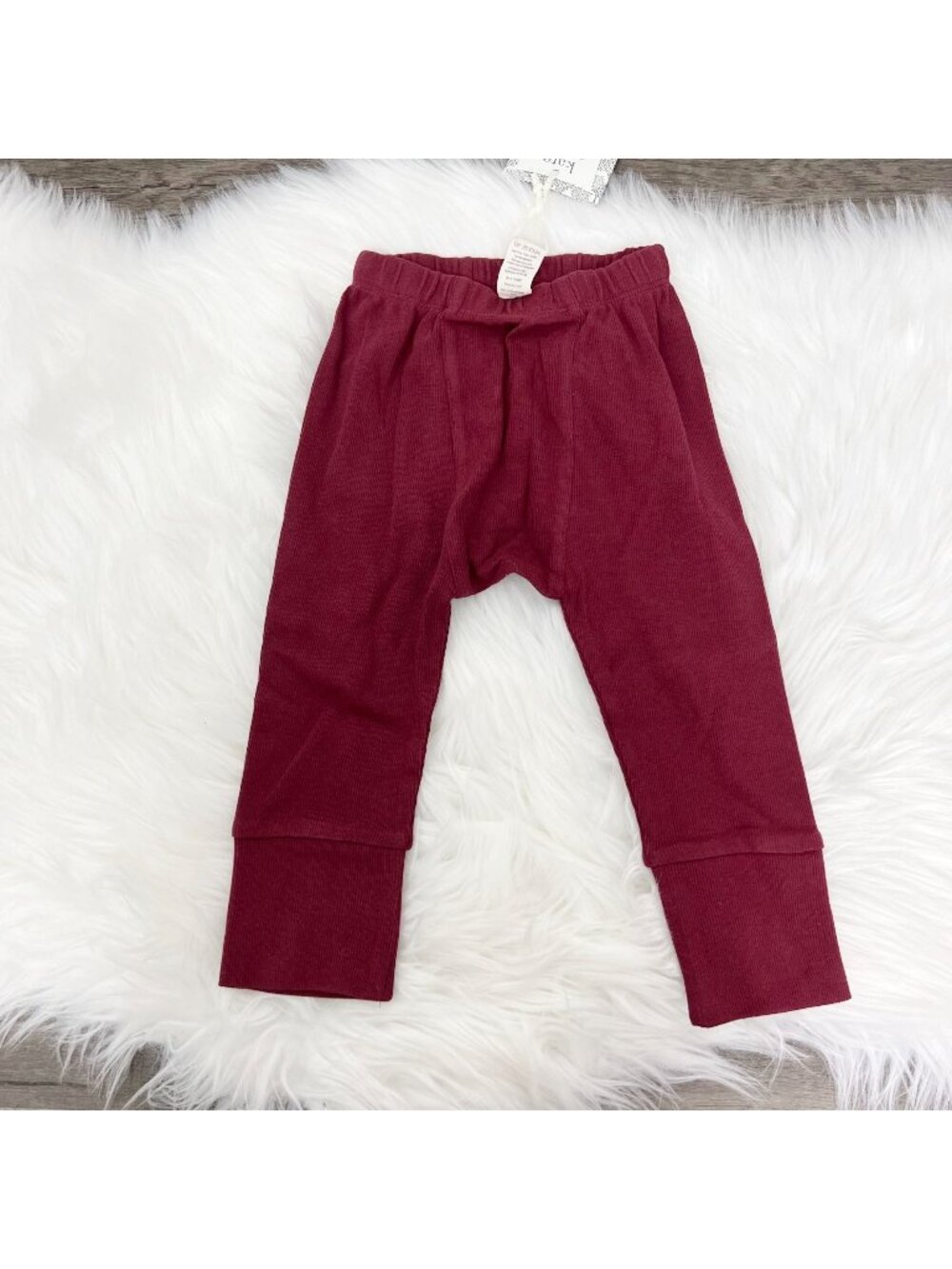 Kate Quinn Toddler 18-24M Port Maroon Burgundy Organic Ribbed Classic Panda Pant